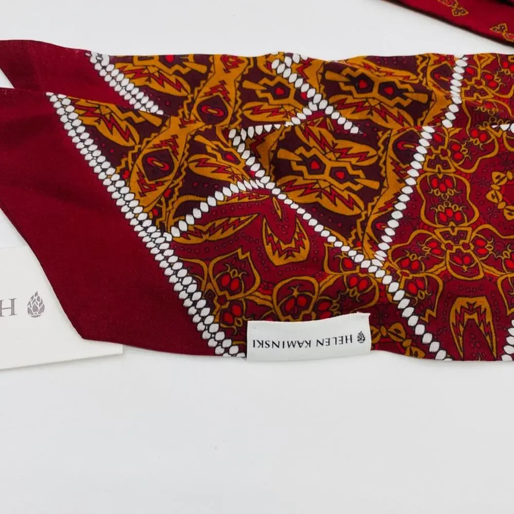 NEW Helen Kamenski Janis Silk De Chine Long Scarf In Sumac Mix Academia Dainty